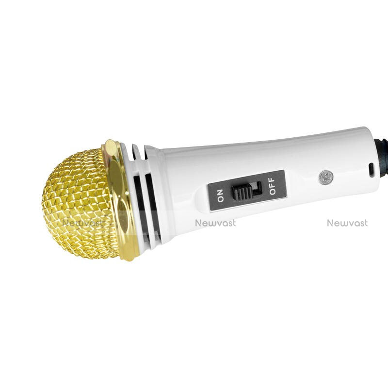 Luxury 3.5mm Mini Handheld Microphone Singing Recording with Stand M07 White