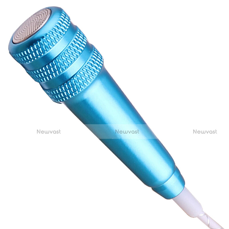 Luxury 3.5mm Mini Handheld Microphone Singing Recording with Stand M08 Blue