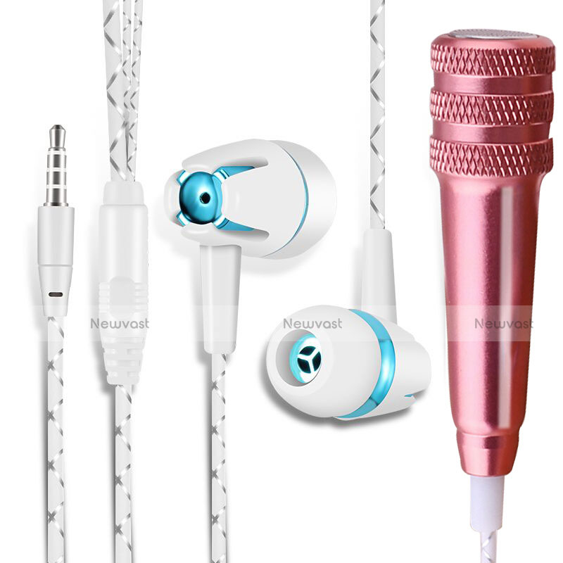Luxury 3.5mm Mini Handheld Microphone Singing Recording with Stand M08 Rose Gold