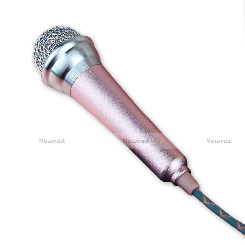 Luxury 3.5mm Mini Handheld Microphone Singing Recording with Stand M12 Pink