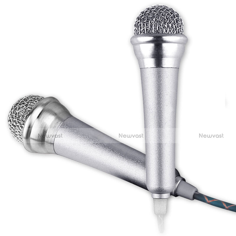 Luxury 3.5mm Mini Handheld Microphone Singing Recording with Stand M12 Silver