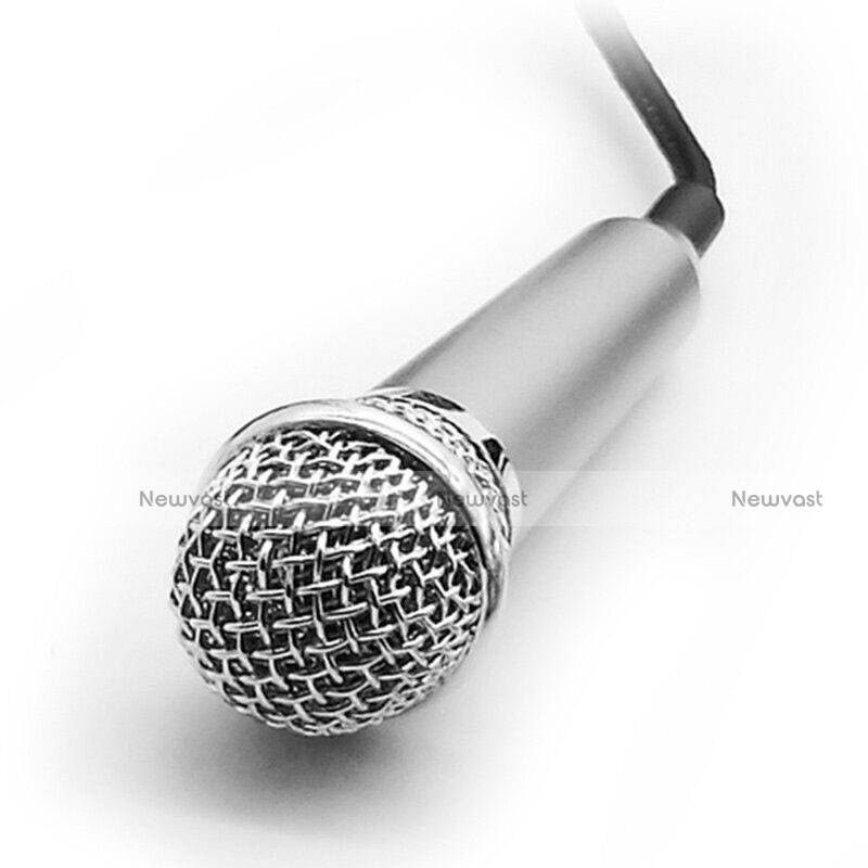 Luxury 3.5mm Mini Handheld Microphone Singing Recording with Stand Silver