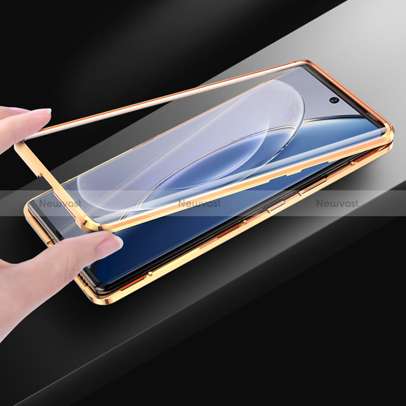 Luxury Aluminum Metal and Leather Cover Case 360 Degrees for Vivo X90 Pro 5G
