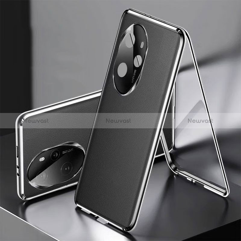Luxury Aluminum Metal and Leather Cover Case 360 Degrees P01 for Huawei Honor 100 Pro 5G