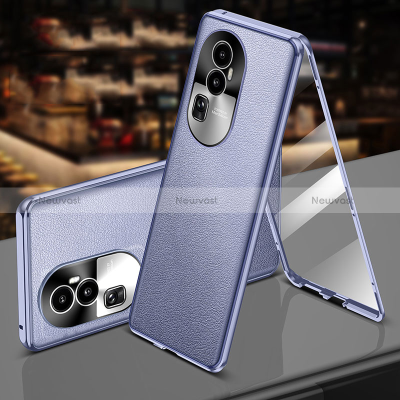 Luxury Aluminum Metal and Leather Cover Case 360 Degrees P01 for Oppo Reno10 Pro+ Plus 5G