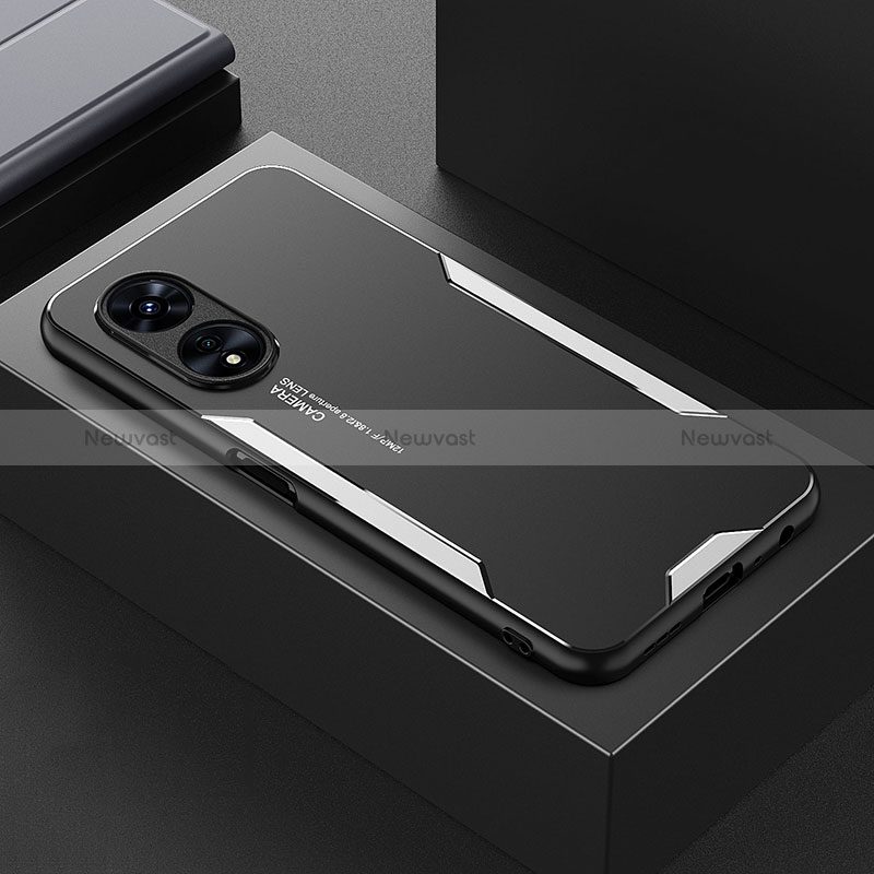 Luxury Aluminum Metal Back Cover and Silicone Frame Case for Oppo A78 5G