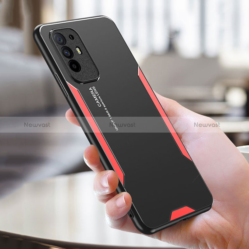 Luxury Aluminum Metal Back Cover and Silicone Frame Case for Oppo Reno5 Z 5G