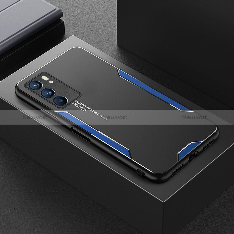 Luxury Aluminum Metal Back Cover and Silicone Frame Case for Oppo Reno6 5G