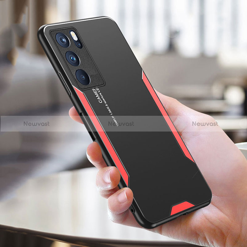 Luxury Aluminum Metal Back Cover and Silicone Frame Case for Oppo Reno6 Pro 5G India