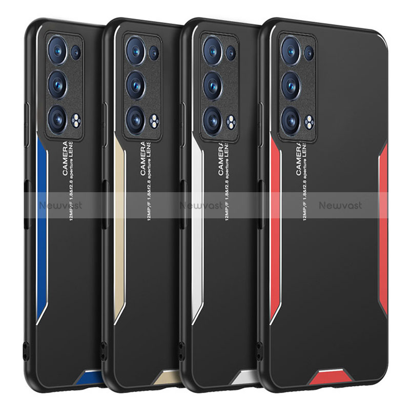 Luxury Aluminum Metal Back Cover and Silicone Frame Case for Oppo Reno6 Pro+ Plus 5G