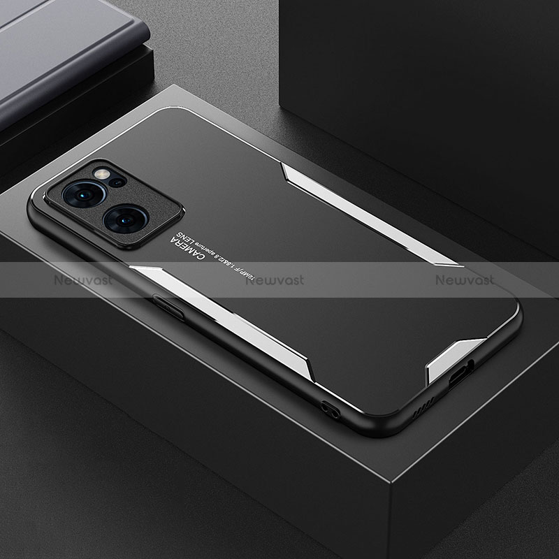 Luxury Aluminum Metal Back Cover and Silicone Frame Case for Oppo Reno7 5G