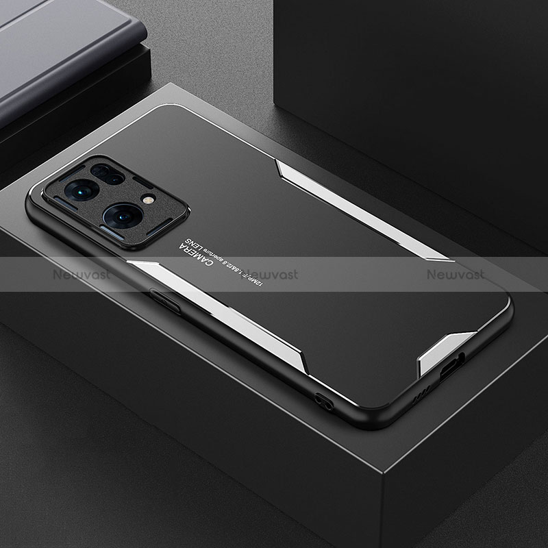 Luxury Aluminum Metal Back Cover and Silicone Frame Case for Oppo Reno7 Pro 5G