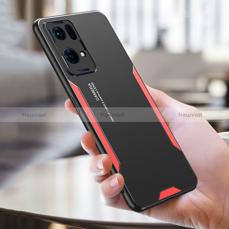 Luxury Aluminum Metal Back Cover and Silicone Frame Case for Oppo Reno7 Pro 5G