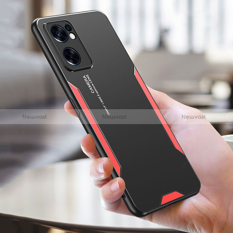 Luxury Aluminum Metal Back Cover and Silicone Frame Case for Oppo Reno7 SE 5G