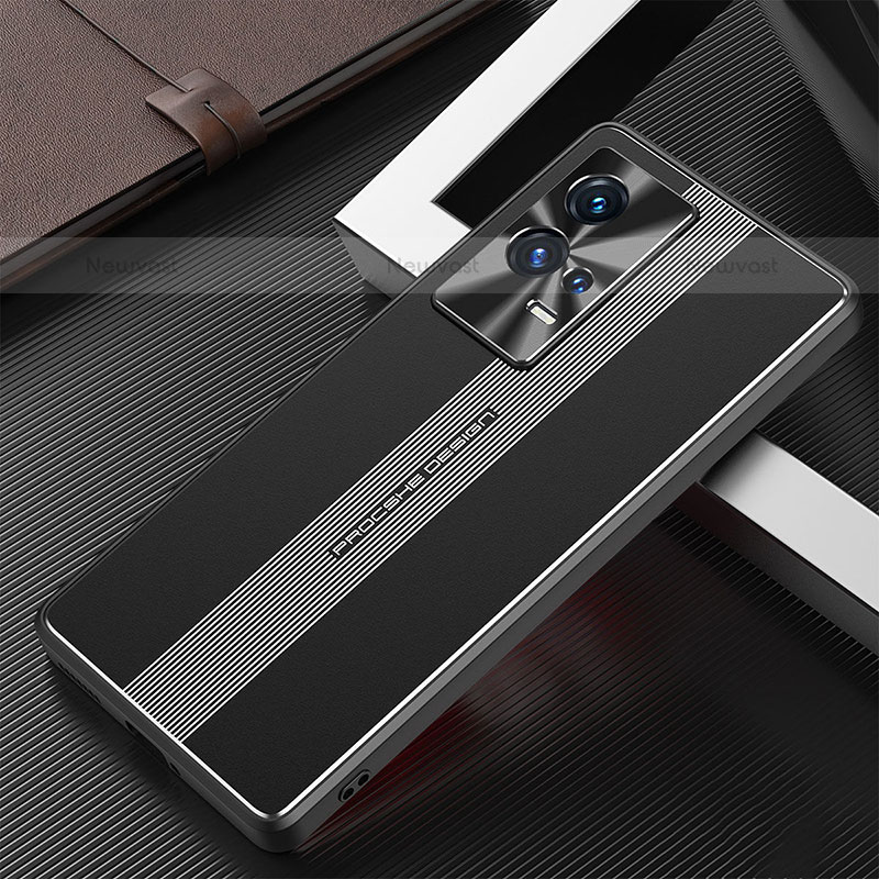 Luxury Aluminum Metal Back Cover and Silicone Frame Case for Vivo iQOO 8 5G Black