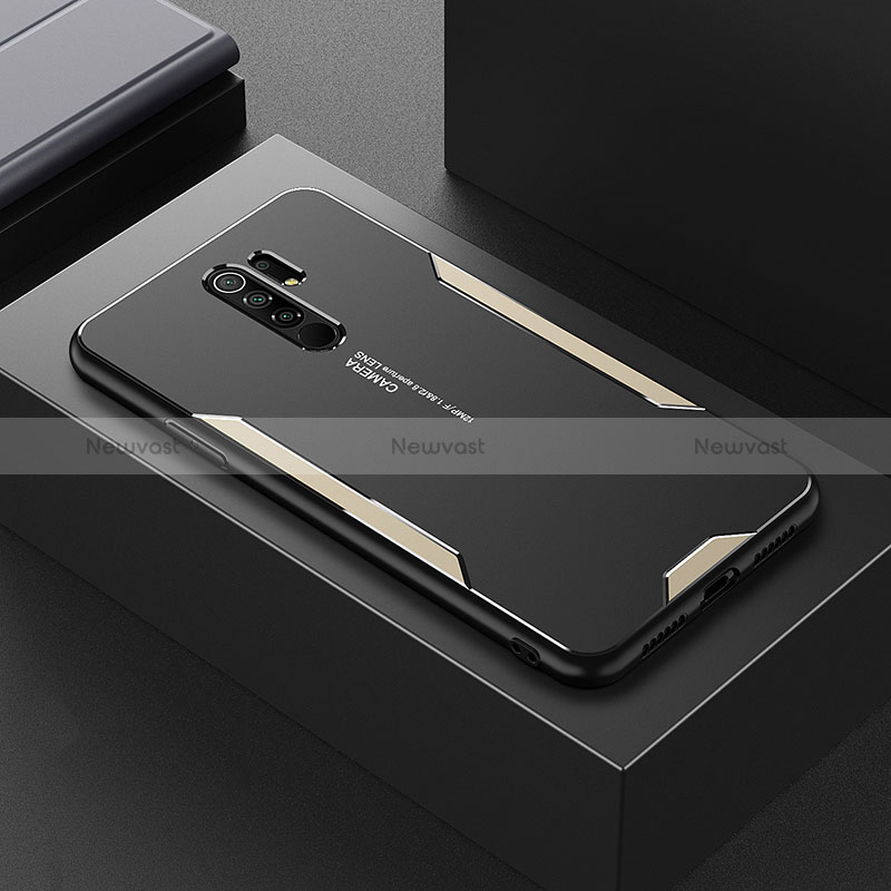 Luxury Aluminum Metal Back Cover and Silicone Frame Case for Xiaomi Redmi 9 Gold