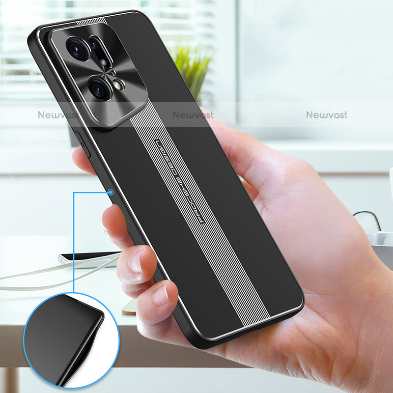 Luxury Aluminum Metal Back Cover and Silicone Frame Case J01 for Oppo Find X5 Pro 5G