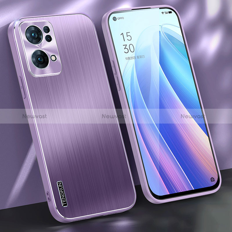 Luxury Aluminum Metal Back Cover and Silicone Frame Case J01 for Oppo Reno7 Pro 5G