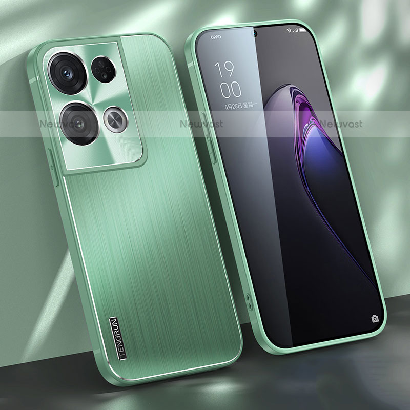 Luxury Aluminum Metal Back Cover and Silicone Frame Case J01 for Oppo Reno9 Pro+ Plus 5G Green