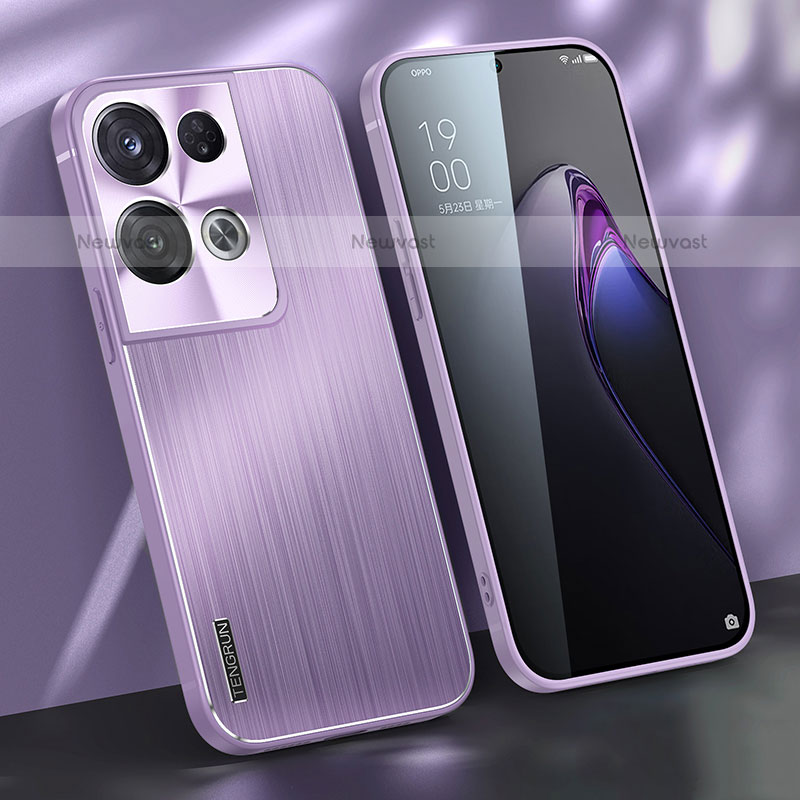 Luxury Aluminum Metal Back Cover and Silicone Frame Case J01 for Oppo Reno9 Pro+ Plus 5G Purple