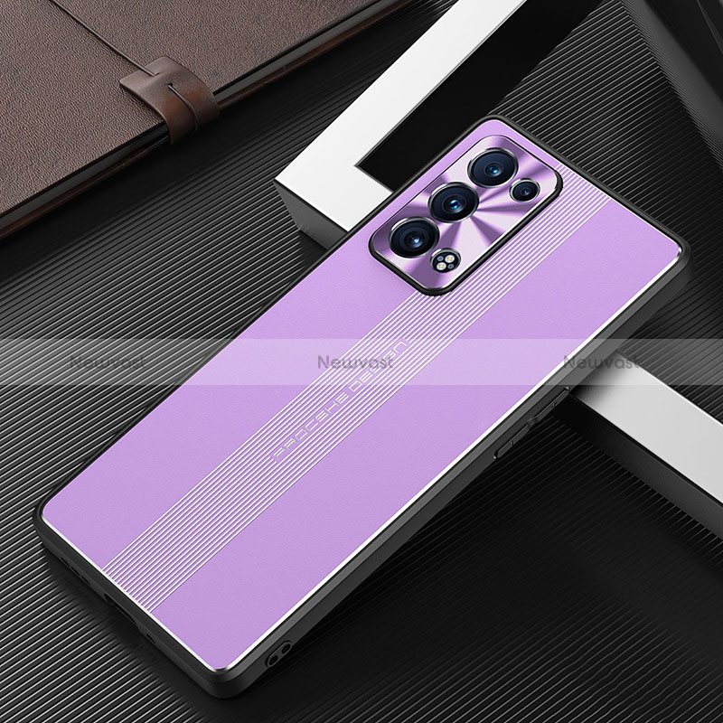Luxury Aluminum Metal Back Cover and Silicone Frame Case J02 for Oppo Reno6 Pro 5G