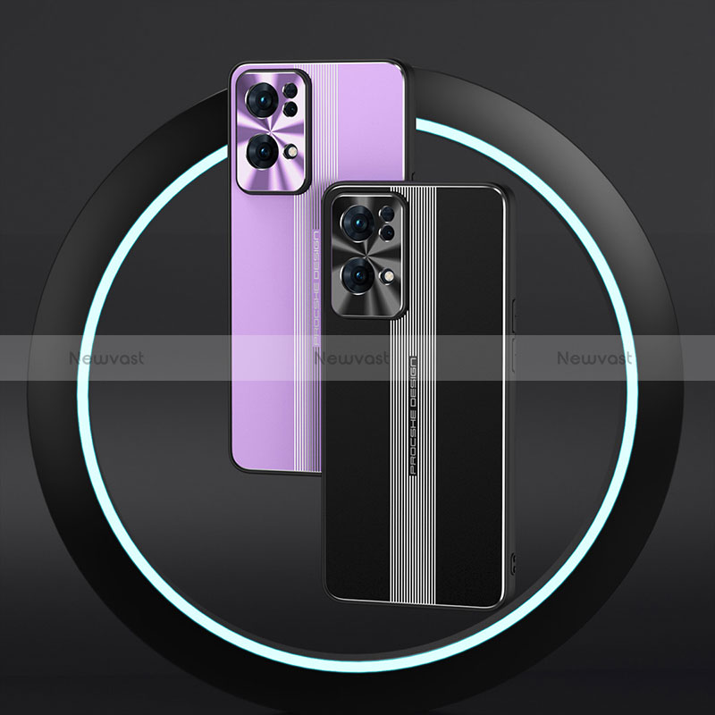 Luxury Aluminum Metal Back Cover and Silicone Frame Case J02 for Oppo Reno7 Pro 5G