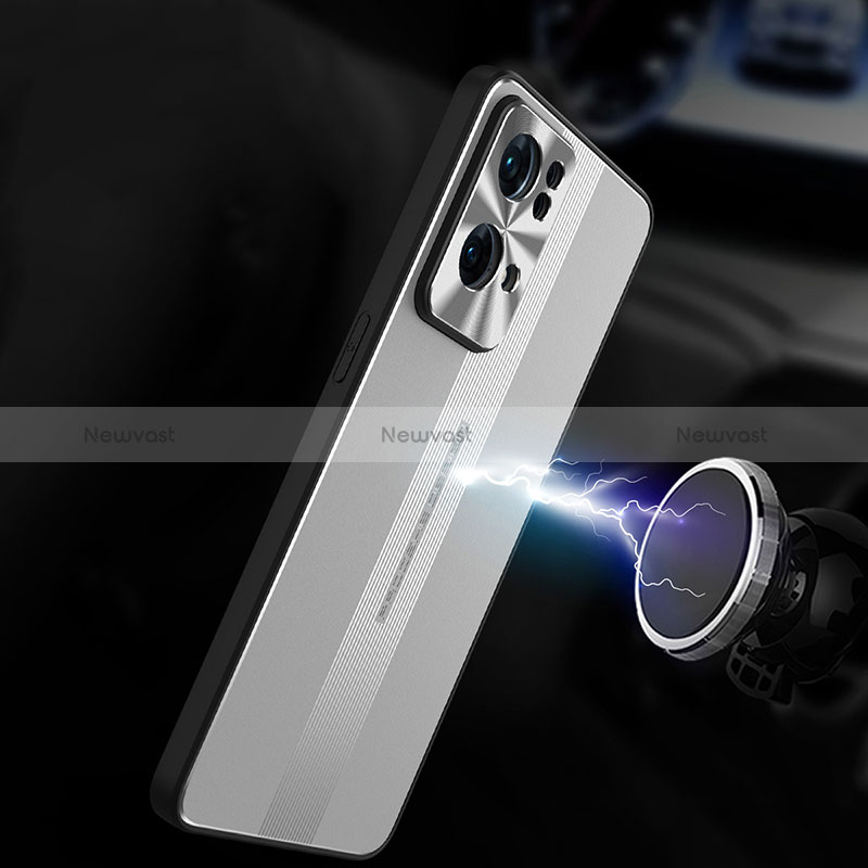 Luxury Aluminum Metal Back Cover and Silicone Frame Case J02 for Oppo Reno7 Pro 5G