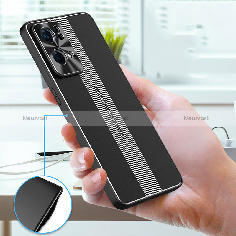 Luxury Aluminum Metal Back Cover and Silicone Frame Case J02 for Oppo Reno7 Pro 5G