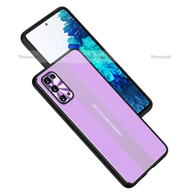 Luxury Aluminum Metal Back Cover and Silicone Frame Case JL1 for Samsung Galaxy S20 Plus 5G Purple
