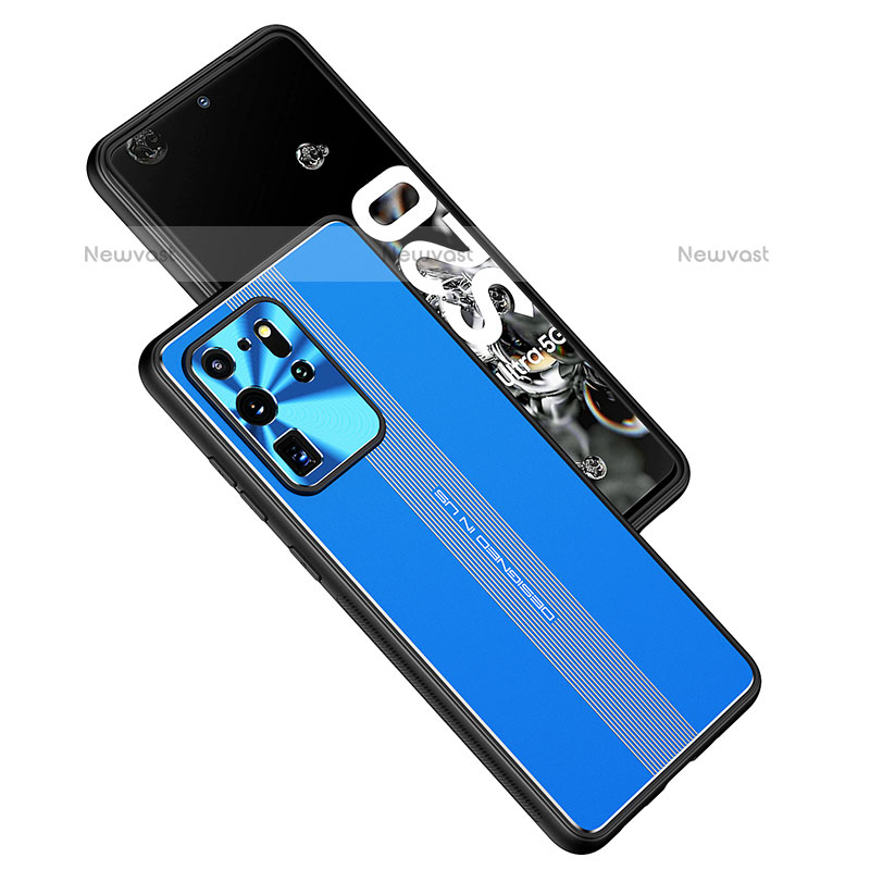 Luxury Aluminum Metal Back Cover and Silicone Frame Case JL1 for Samsung Galaxy S20 Ultra Blue