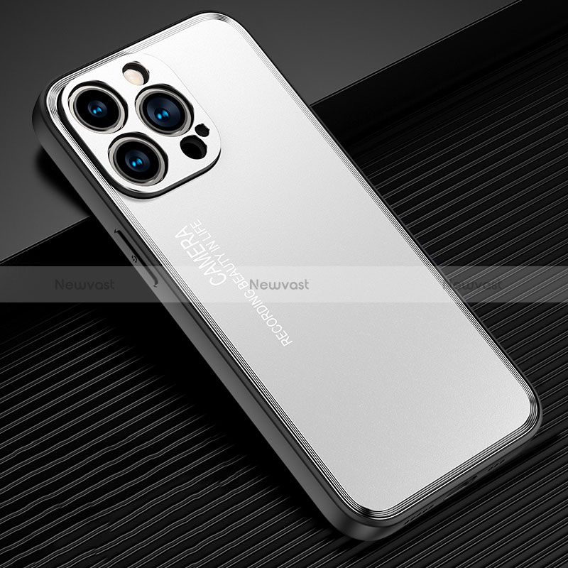 Luxury Aluminum Metal Back Cover and Silicone Frame Case JL2 for Apple iPhone 15 Pro Max