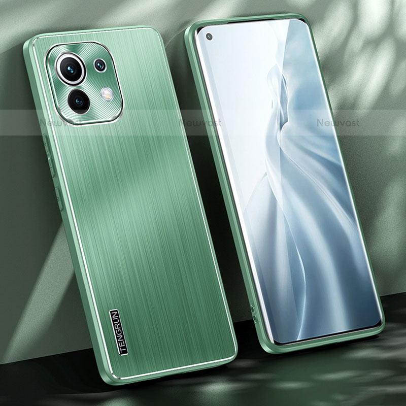 Luxury Aluminum Metal Back Cover and Silicone Frame Case M01 for Xiaomi Mi 11 Lite 5G Green
