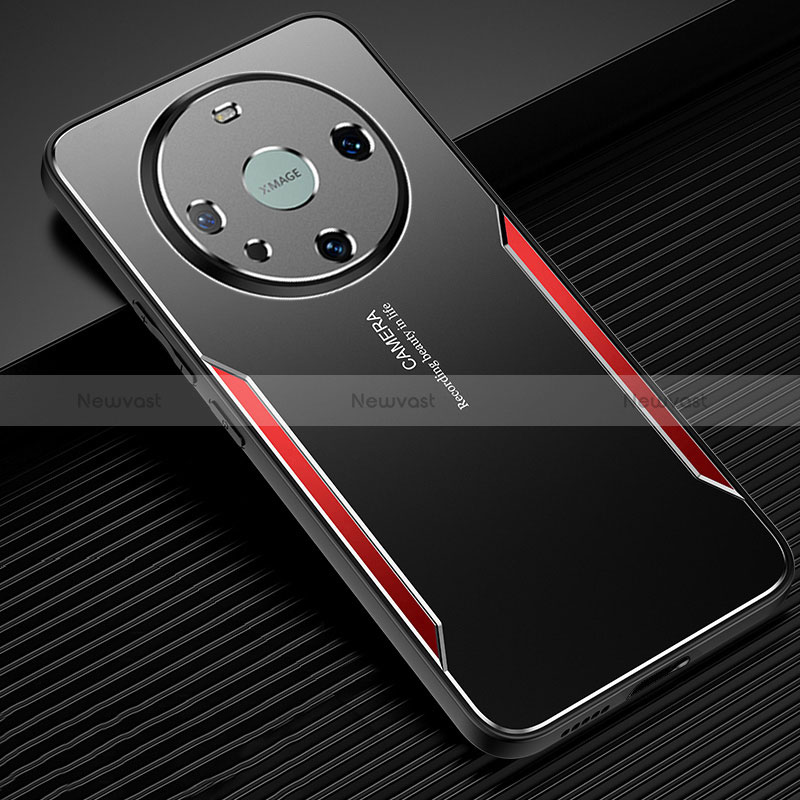 Luxury Aluminum Metal Back Cover and Silicone Frame Case PB1 for Huawei Mate 60 Red