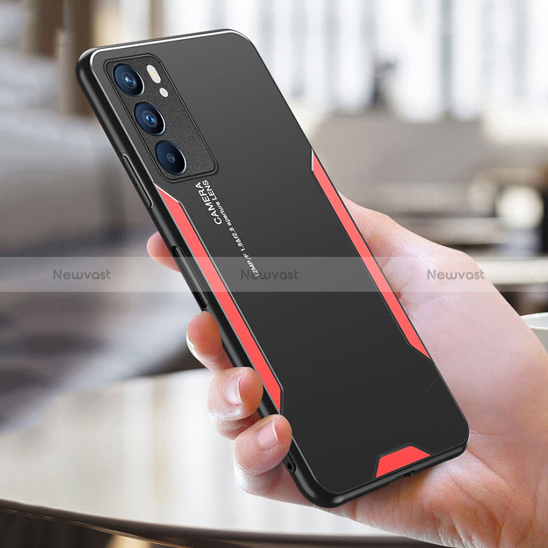 Luxury Aluminum Metal Back Cover and Silicone Frame Case PB1 for Oppo Reno6 5G