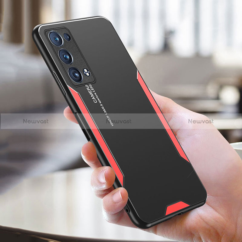 Luxury Aluminum Metal Back Cover and Silicone Frame Case PB1 for Oppo Reno6 Pro+ Plus 5G