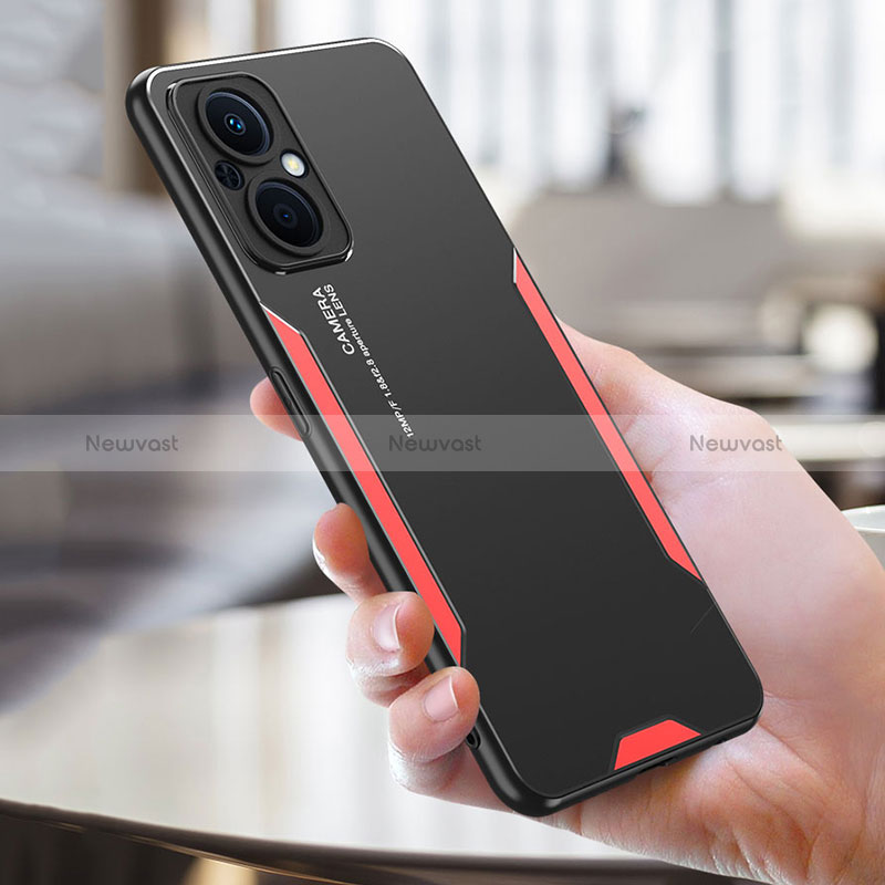 Luxury Aluminum Metal Back Cover and Silicone Frame Case PB1 for Oppo Reno8 Lite 5G