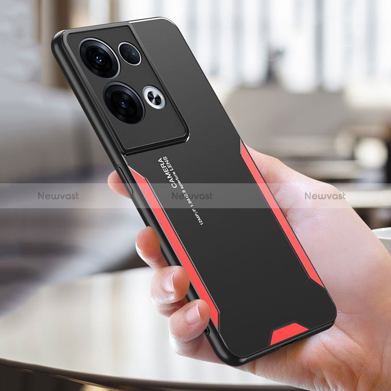 Luxury Aluminum Metal Back Cover and Silicone Frame Case PB1 for Oppo Reno8 Pro+ Plus 5G