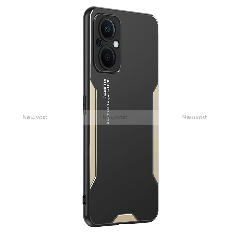 Luxury Aluminum Metal Back Cover and Silicone Frame Case PB1 for Oppo Reno8 Z 5G