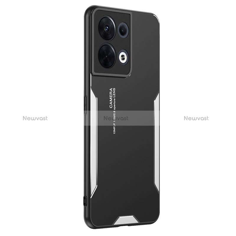 Luxury Aluminum Metal Back Cover and Silicone Frame Case PB1 for Oppo Reno9 Pro 5G