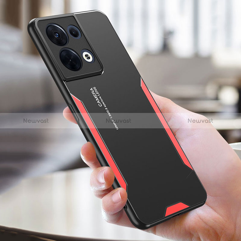 Luxury Aluminum Metal Back Cover and Silicone Frame Case PB1 for Oppo Reno9 Pro 5G