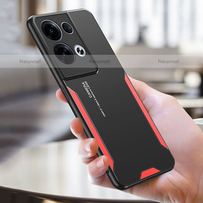 Luxury Aluminum Metal Back Cover and Silicone Frame Case PB1 for Oppo Reno9 Pro+ Plus 5G