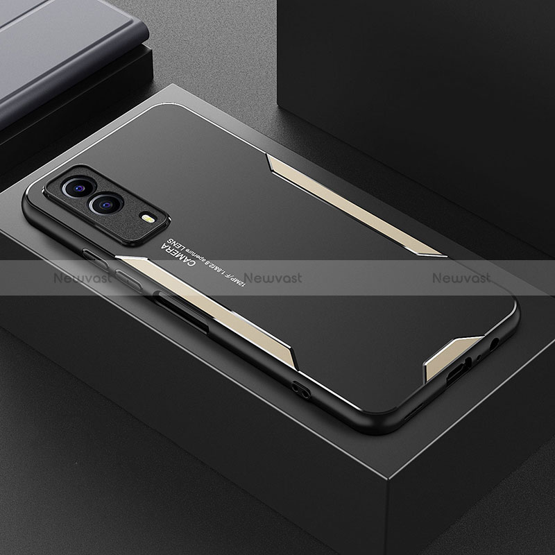 Luxury Aluminum Metal Back Cover and Silicone Frame Case PB1 for Vivo T1x 5G