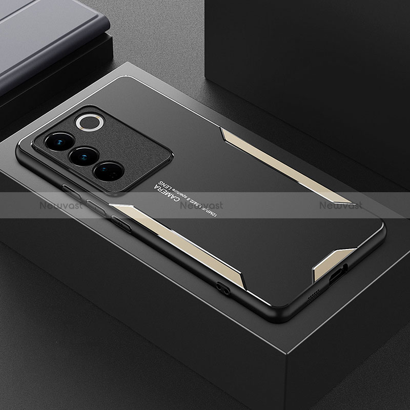 Luxury Aluminum Metal Back Cover and Silicone Frame Case PB1 for Vivo V27 Pro 5G