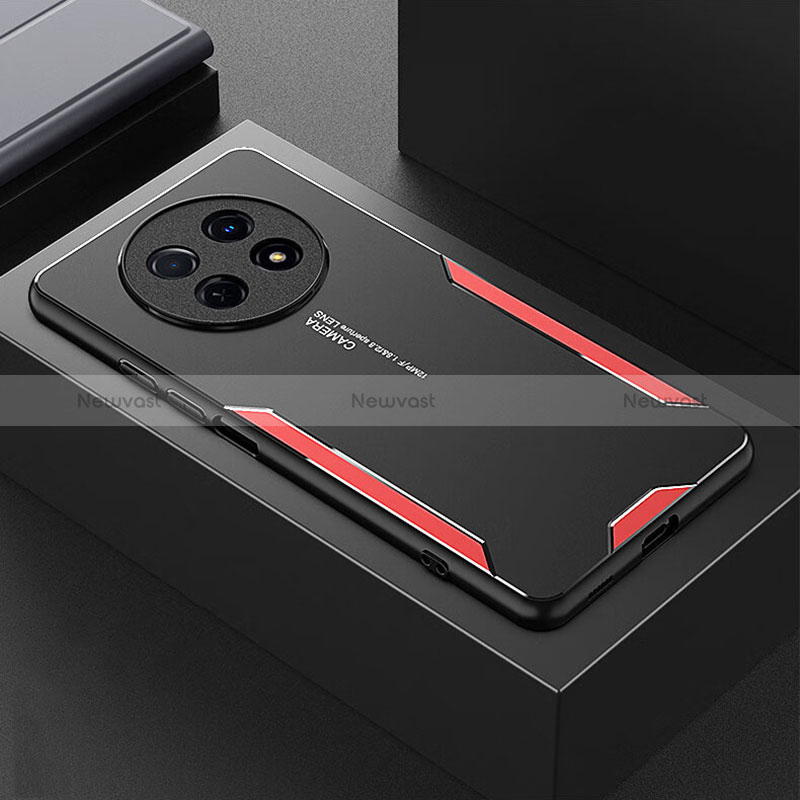 Luxury Aluminum Metal Back Cover and Silicone Frame Case PB2 for Huawei Nova Y91 Red