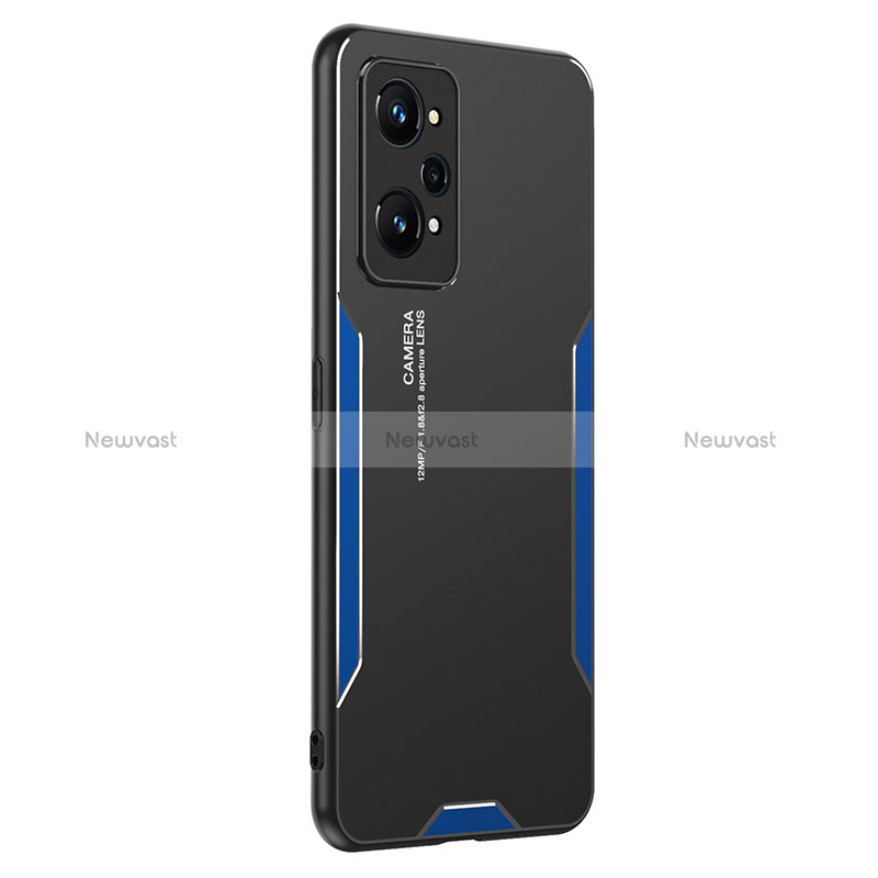 Luxury Aluminum Metal Back Cover and Silicone Frame Case PB2 for Realme GT Neo 3T 5G Blue