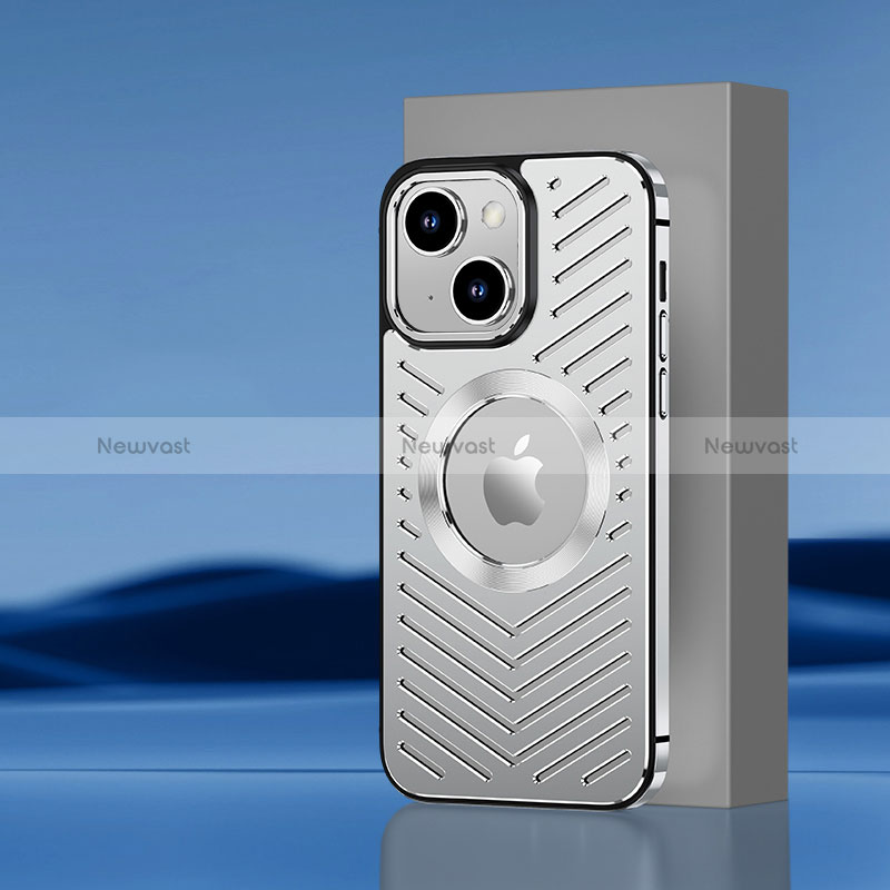 Luxury Aluminum Metal Back Cover and Silicone Frame Case with Mag-Safe Magnetic AC1 for Apple iPhone 14