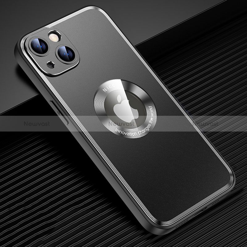 Luxury Aluminum Metal Back Cover and Silicone Frame Case with Mag-Safe Magnetic JL2 for Apple iPhone 13 Black