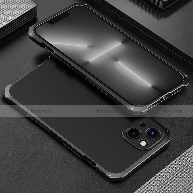 Luxury Aluminum Metal Cover Case 360 Degrees for Apple iPhone 13 Black