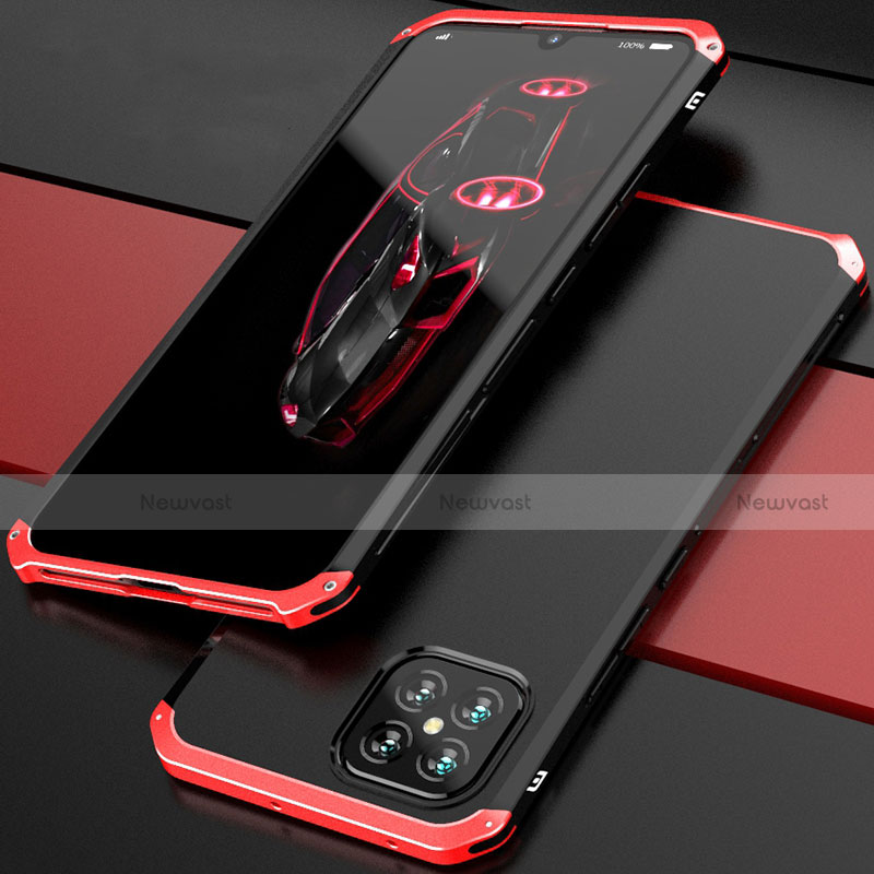 Luxury Aluminum Metal Cover Case 360 Degrees for Huawei Nova 8 SE 5G Red and Black