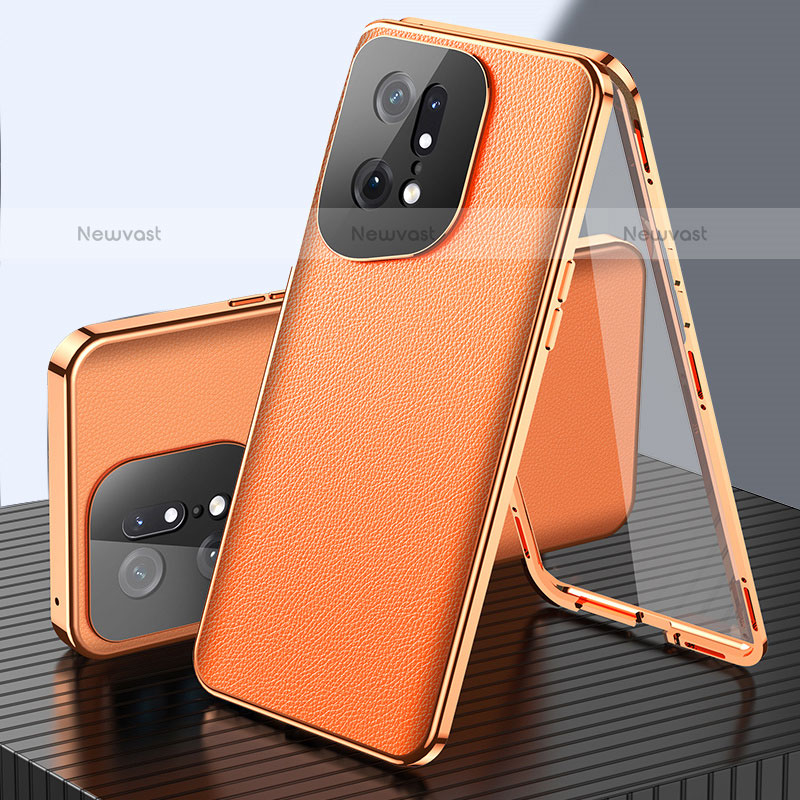 Luxury Aluminum Metal Cover Case 360 Degrees for Oppo Find X5 Pro 5G Orange